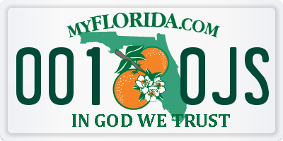 FL license plate 0010JS