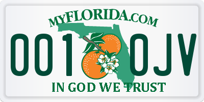 FL license plate 0010JV