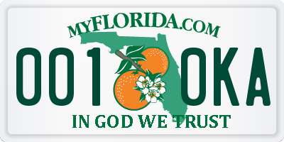 FL license plate 0010KA