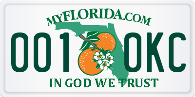 FL license plate 0010KC