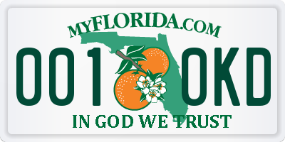 FL license plate 0010KD