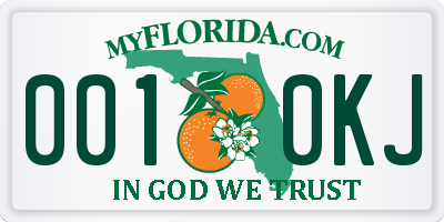 FL license plate 0010KJ