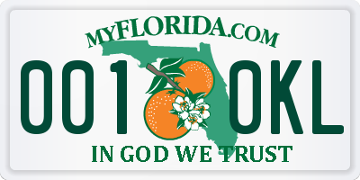 FL license plate 0010KL