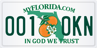 FL license plate 0010KN