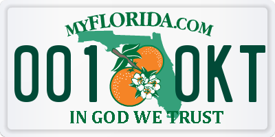 FL license plate 0010KT