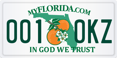 FL license plate 0010KZ