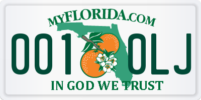 FL license plate 0010LJ