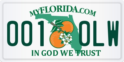 FL license plate 0010LW