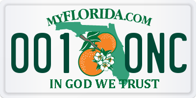 FL license plate 0010NC