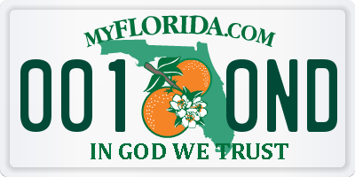 FL license plate 0010ND