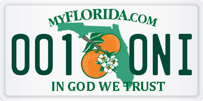 FL license plate 0010NI