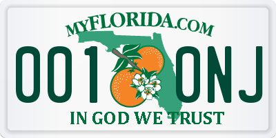 FL license plate 0010NJ