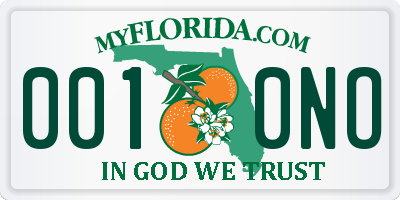 FL license plate 0010NO