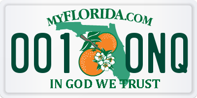 FL license plate 0010NQ