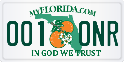 FL license plate 0010NR