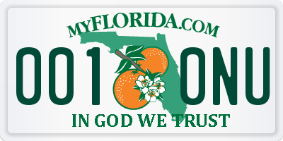 FL license plate 0010NU