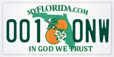 FL license plate 0010NW