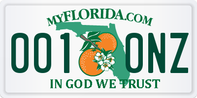 FL license plate 0010NZ