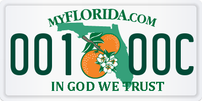 FL license plate 0010OC