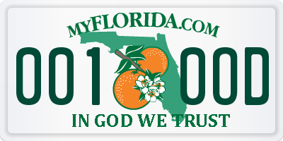 FL license plate 0010OD