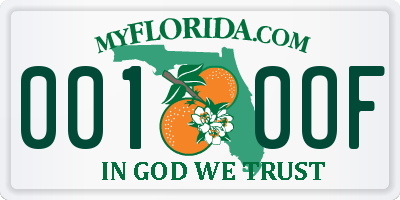 FL license plate 0010OF