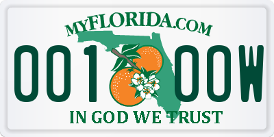 FL license plate 0010OW