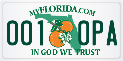 FL license plate 0010PA