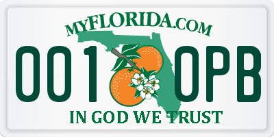 FL license plate 0010PB