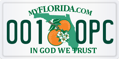 FL license plate 0010PC