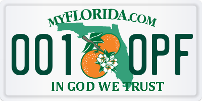 FL license plate 0010PF