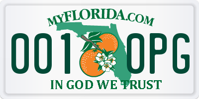 FL license plate 0010PG