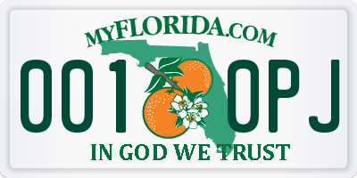 FL license plate 0010PJ