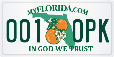 FL license plate 0010PK