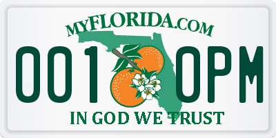 FL license plate 0010PM