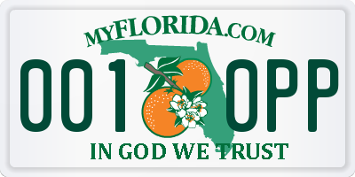 FL license plate 0010PP