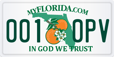 FL license plate 0010PV