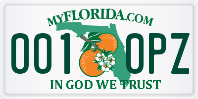 FL license plate 0010PZ