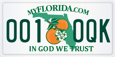 FL license plate 0010QK