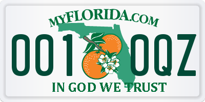 FL license plate 0010QZ