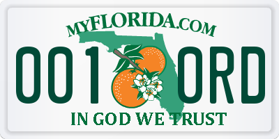 FL license plate 0010RD