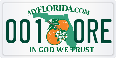 FL license plate 0010RE