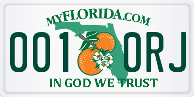 FL license plate 0010RJ