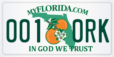 FL license plate 0010RK