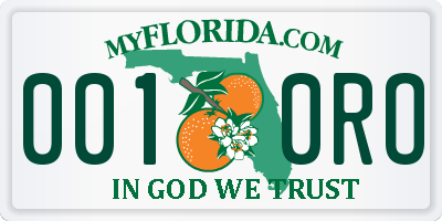 FL license plate 0010RO