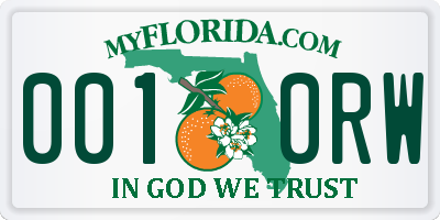 FL license plate 0010RW