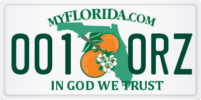 FL license plate 0010RZ