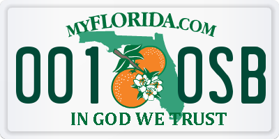 FL license plate 0010SB