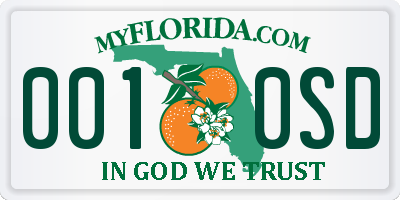 FL license plate 0010SD