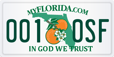 FL license plate 0010SF