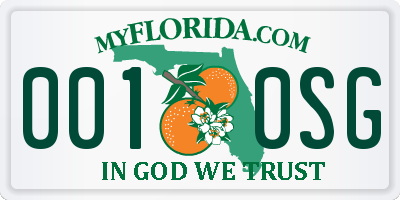 FL license plate 0010SG